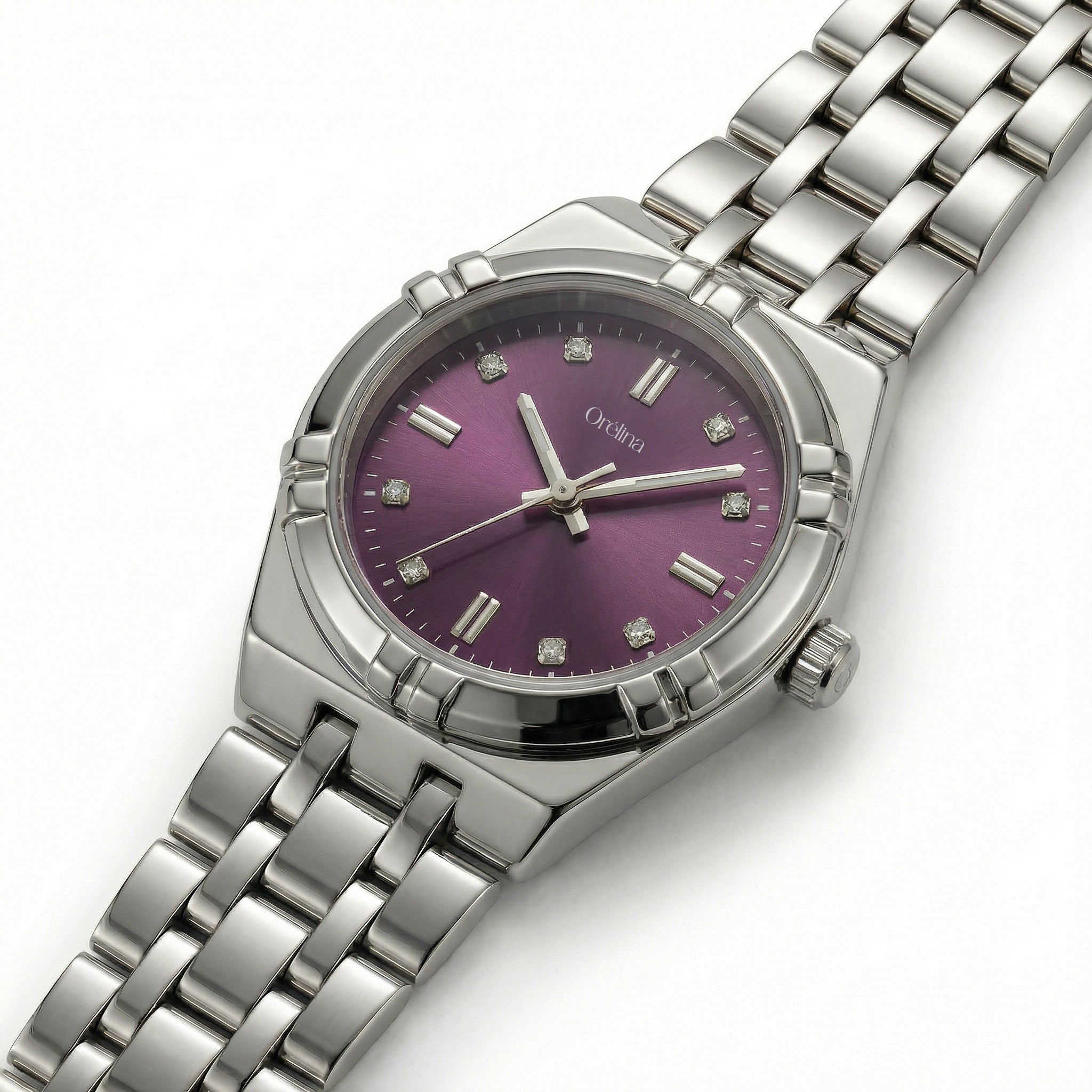 The Elara Watch - Silver Plum