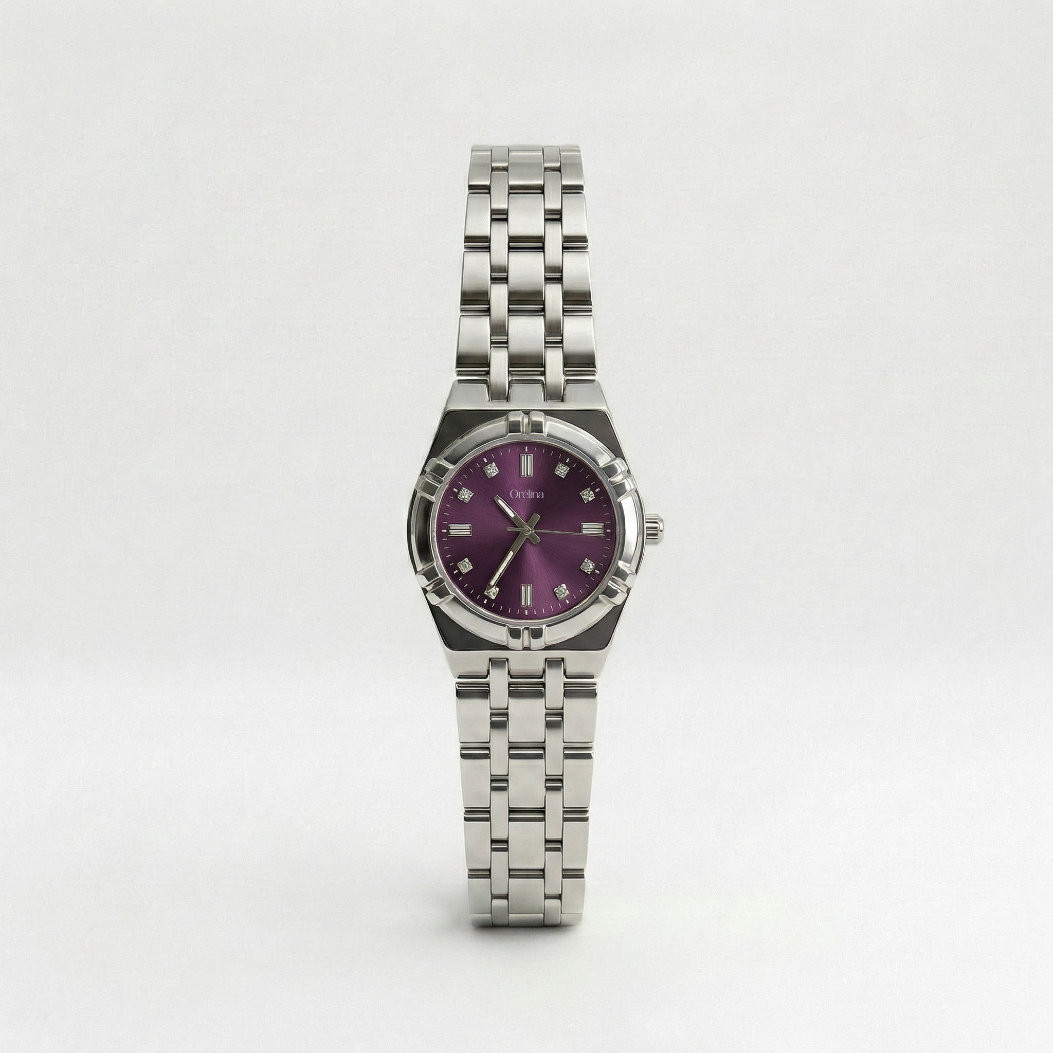 The Elara Watch - Silver Plum