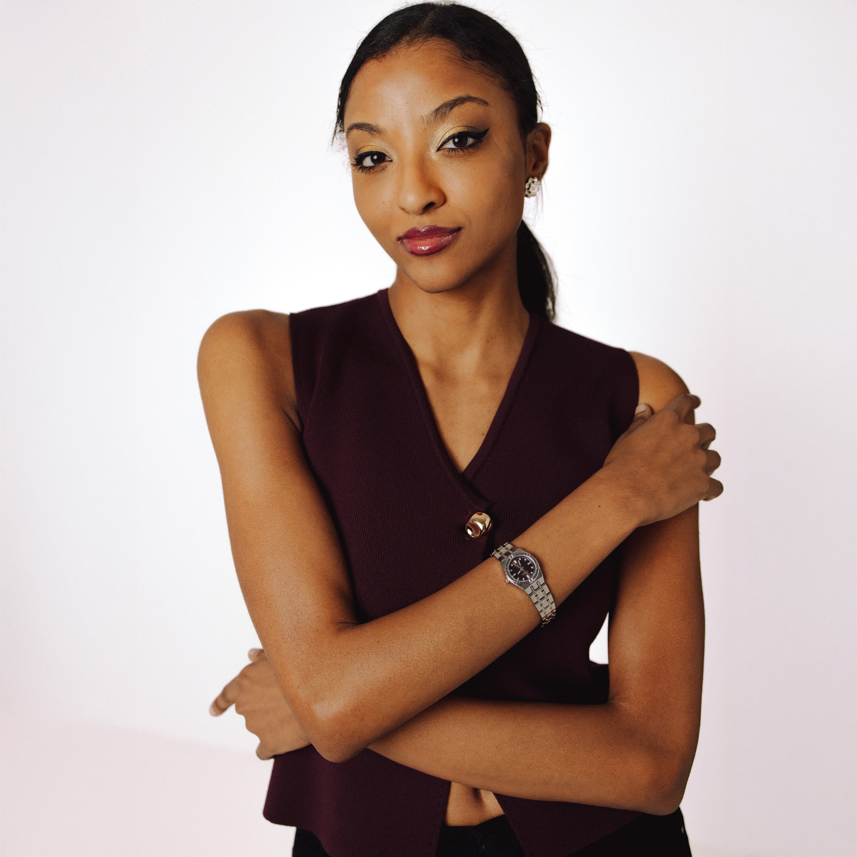 The Elara Watch - Silver Plum