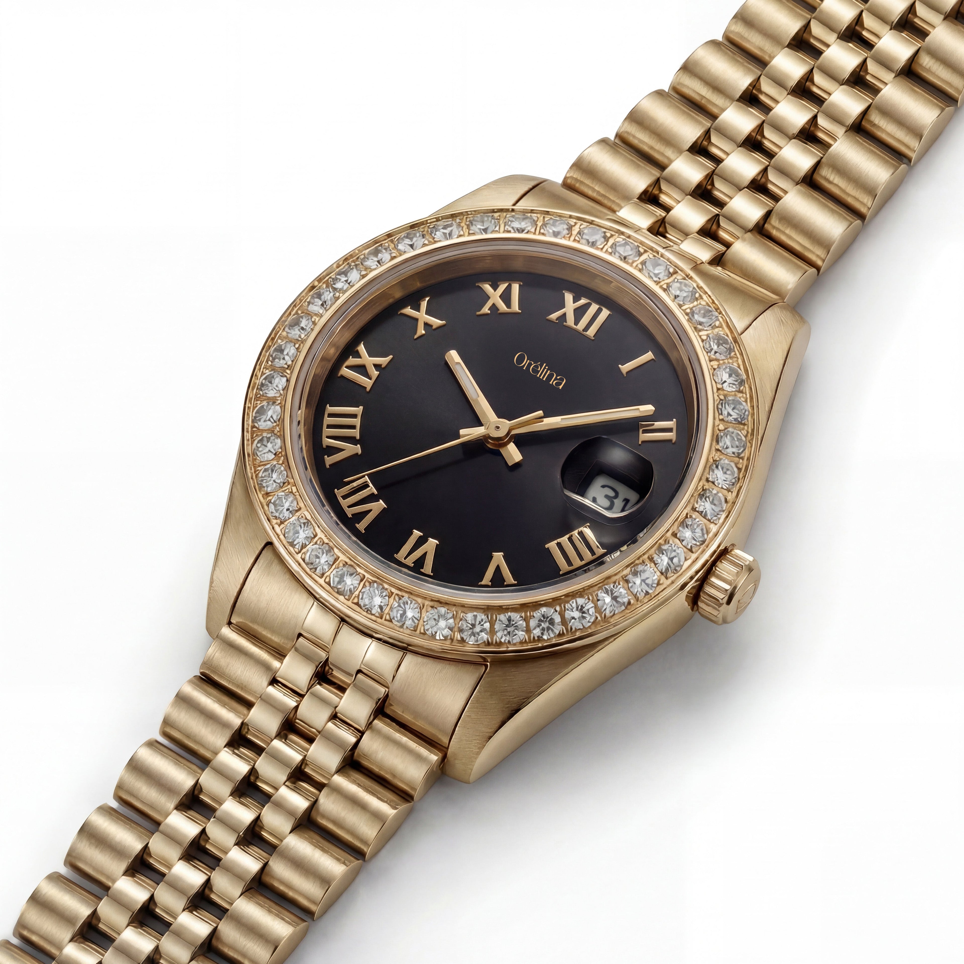 The Luna Watch - Diamond Gold Noir