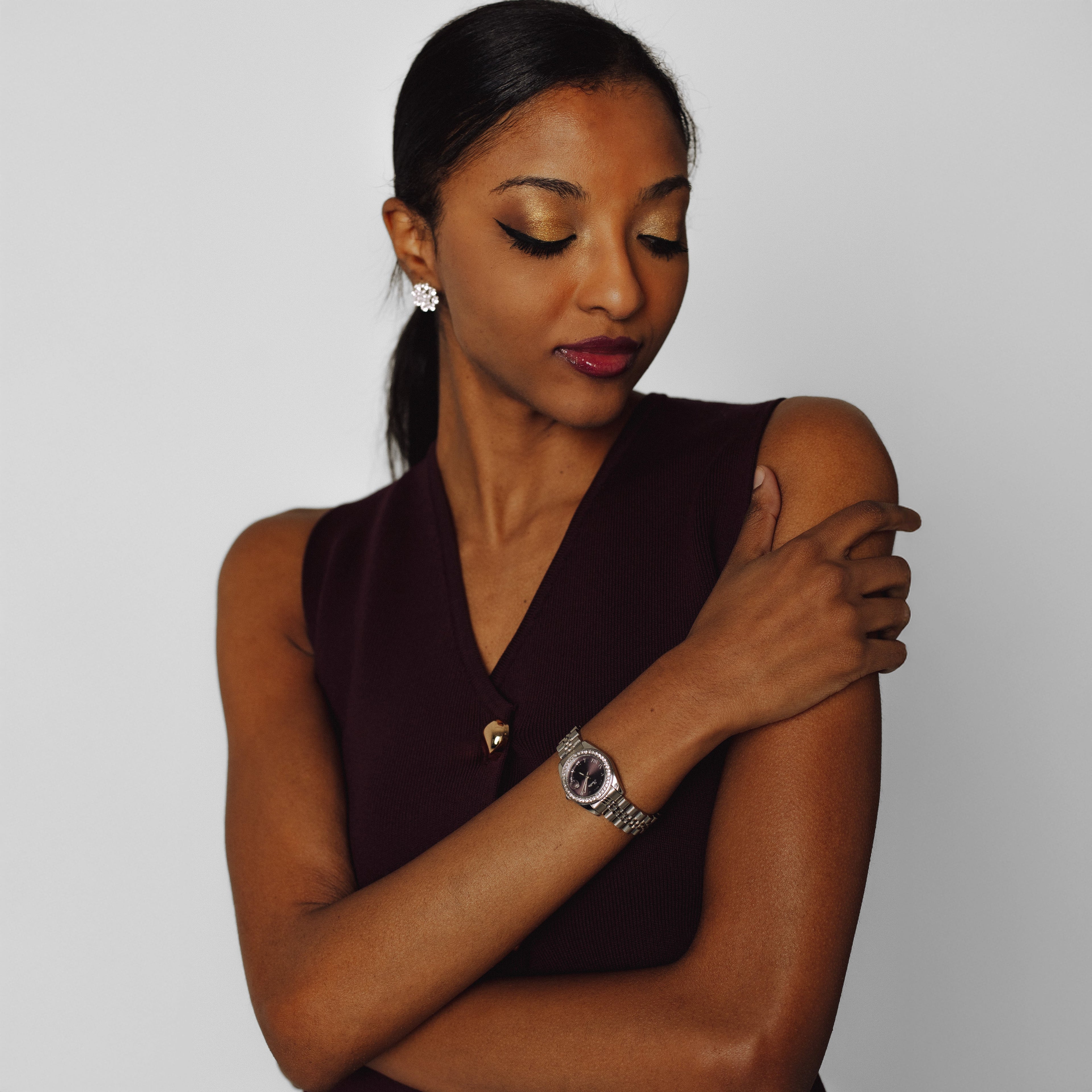 The Luna Watch - Diamond Silver Plum